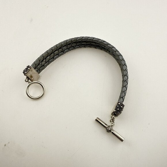 Michael Dawkins Bracelet Starry Night Braided Leather 3 Strand Sterling Silver - Picture 8 of 9